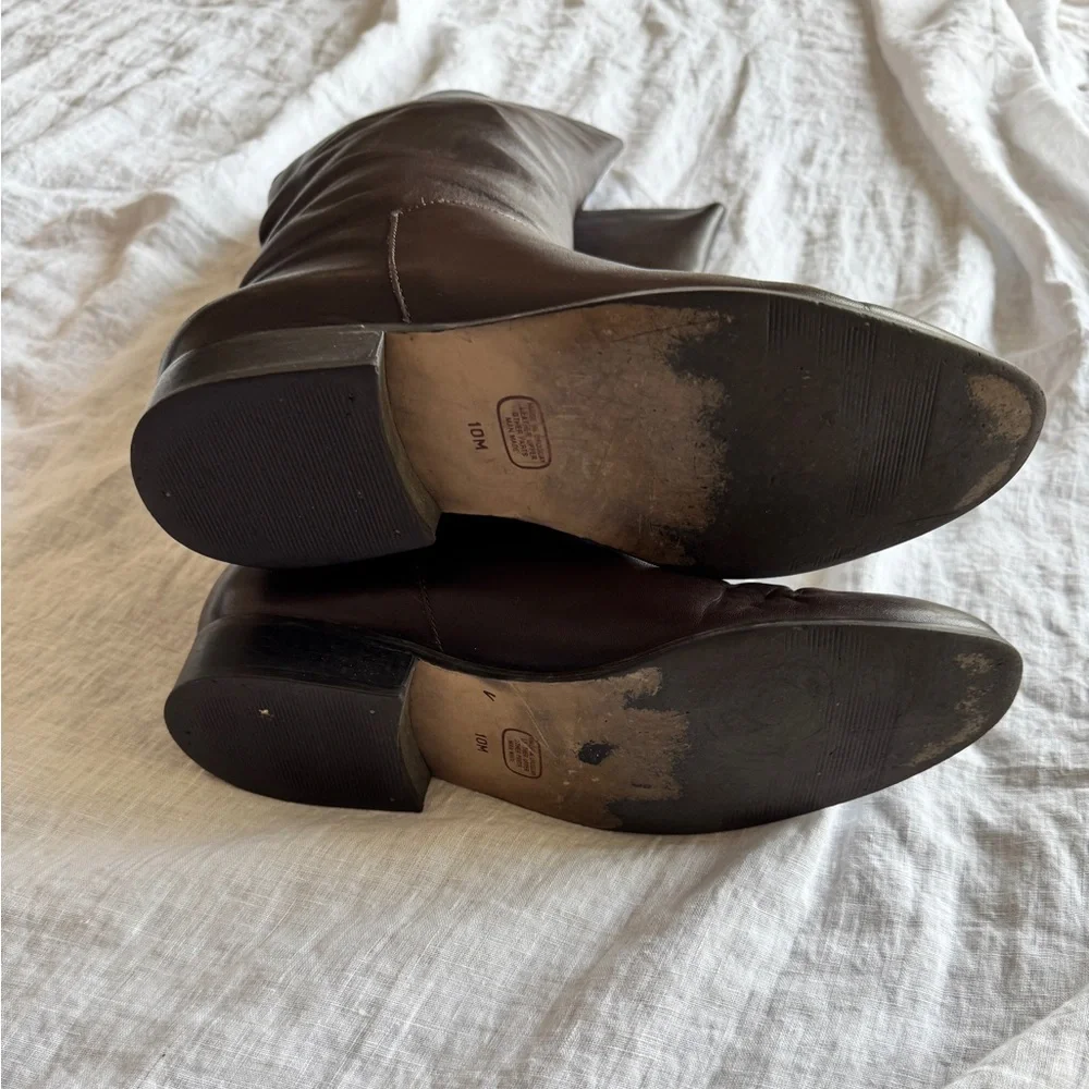 Vintage Brown Leather Riding Boots Size 10 Classic Casual